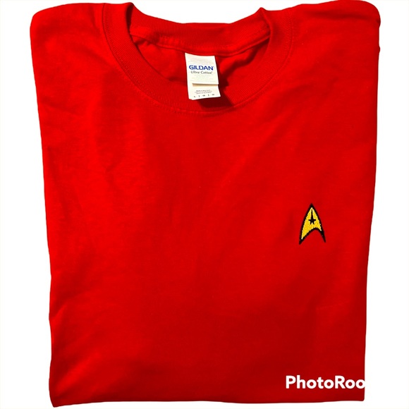 Star Trek Federation Embroidered Logo Long Sleeve Red Men’s Tshirt Large New - Picture 1 of 5